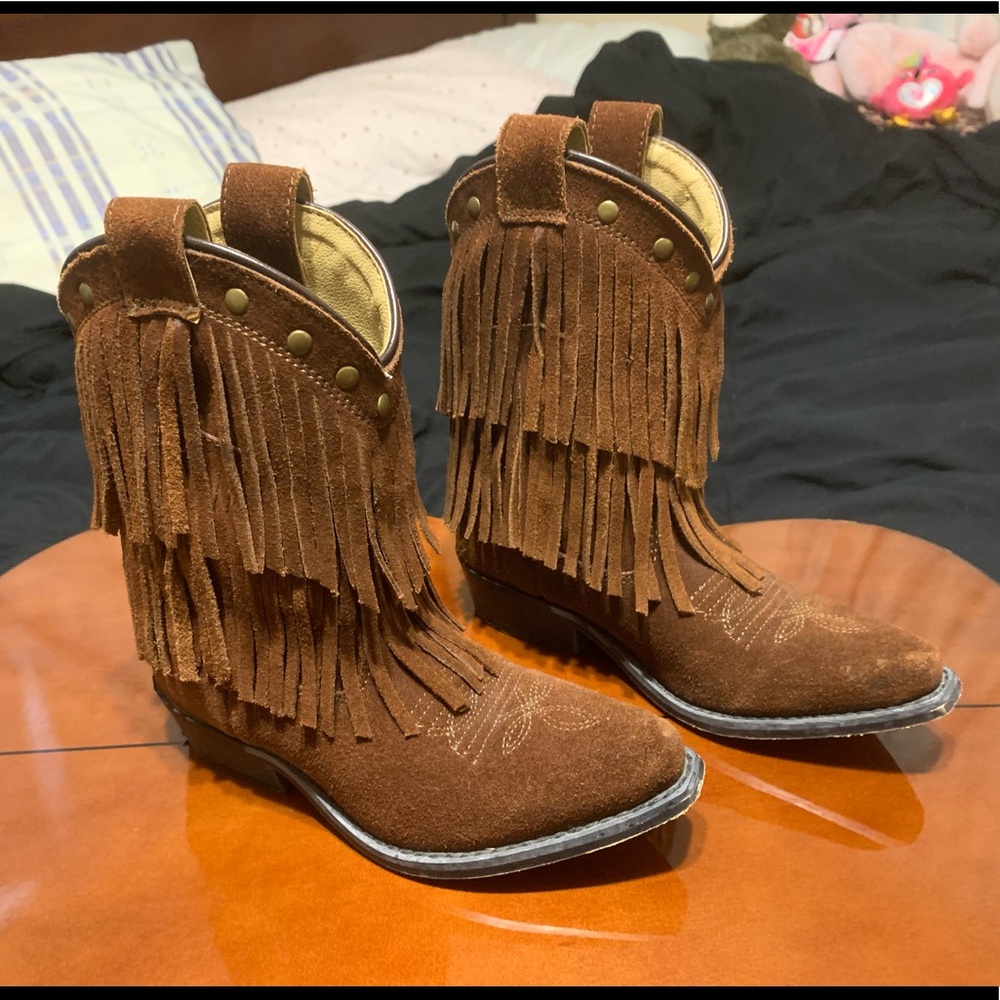 Girls Fringe Western Boots